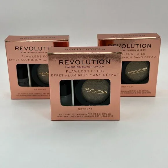 Revolution Flawless Foils Eye Shadow Primer Retreat Metallic Rose Gold Pack Of 3