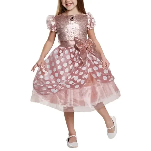 Disney Minnie Mouse Deluxe‎ Rose Gold Halloween Costume Dress XS 3T-4T