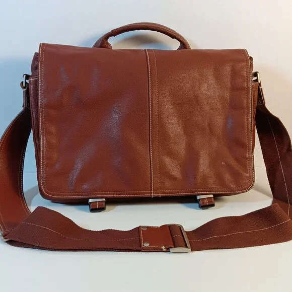 LEATHER MESSENGER /SHOULDER VINTAGE BAG - BROWN