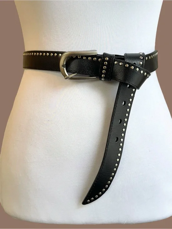 Black Studded Leather Belt 90s Size M/L