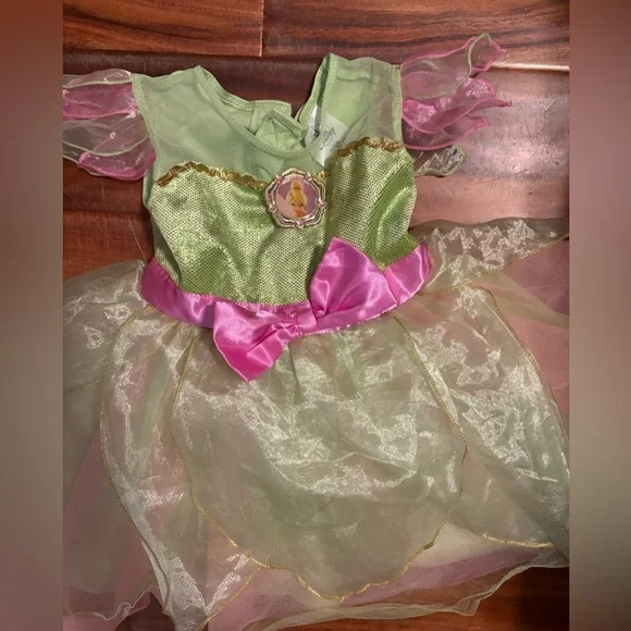 Disney Tinker Bell Green and Gold Dress size 12/18 months tinkerbelle‎ (0913)