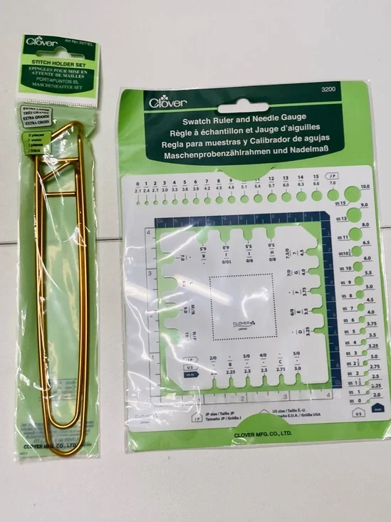 NEW Clover Swatch Ruler & Needle Gauge and 2 Stitch Holders