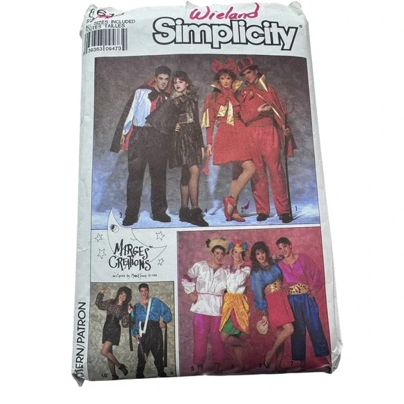 Simplicity‎ XS-L Multi Costume Pattern Unisex Vintage 80s Marge's Creations 8613