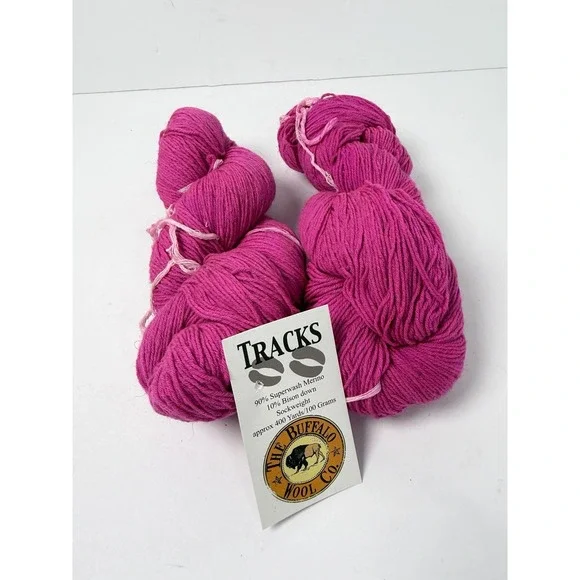 The Buffalo Wool Co Yarn Superwash Merino &‎ Bison Down Sockweight Lot Of 2 Pink