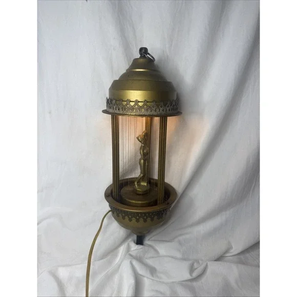 Vintage Gold Greek Goddess Hanging Oil Rain Drip Lamp Working 16