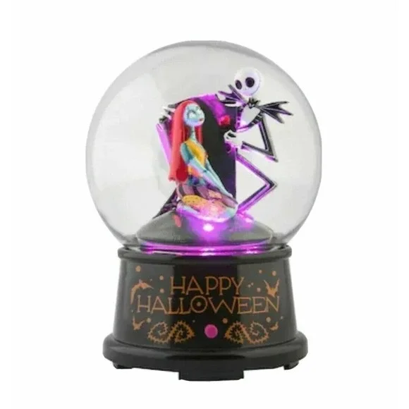 Disney Jack & Sally Halloween Town Musical Light-Up Globe New
