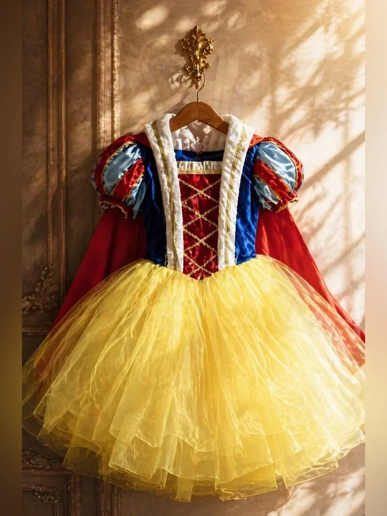 Disney Snow White Costume Dress + Cape Girls Size 10