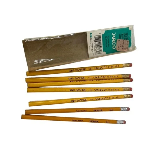 7 Vintage Pencils 5 Empire‎ Arco  88 No 2 NOS Yellow Bonded Lead 2 Faber Castell
