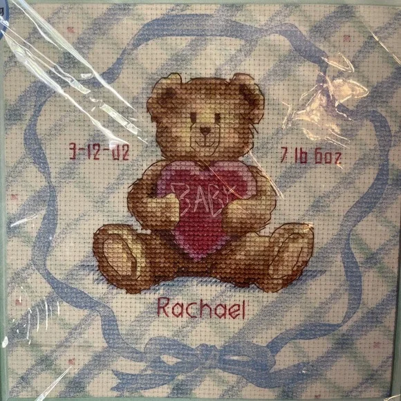 Dimensions Cross Stitch Kit Baby Birth Announcement Record‎ Teddy Bear 11 Count