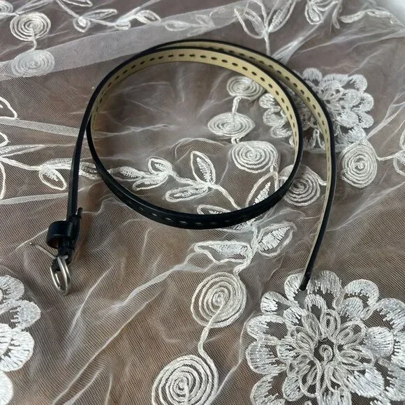 Black Pleather 40”X1/2” Belt with Silver Hardware