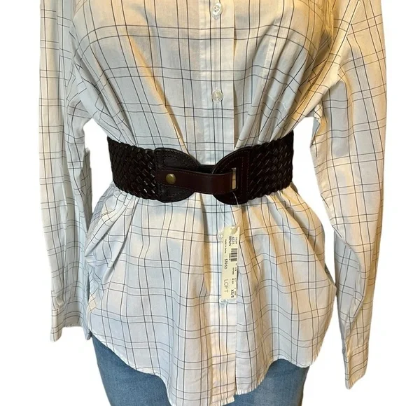 LOFT New Wide Woven Stretch Belt in Dark Brown Size Extra Small/Small​​​​