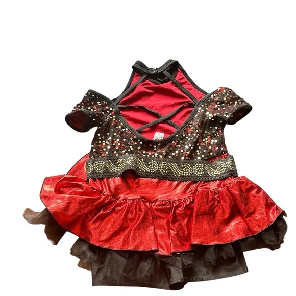 Sparkling Red and Black Sequin Dance Costume