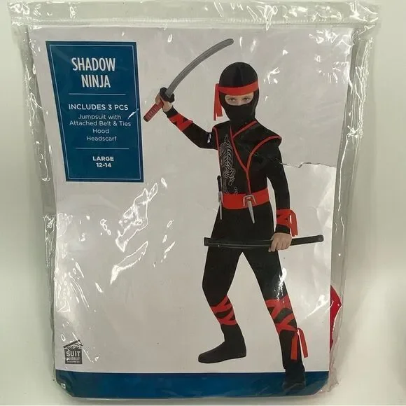 Kids Halloween Costume Shadow Ninja Kids Costume - Black and Red size Large