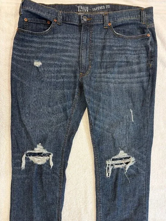 True Religion Tapered Fit Distressed Jeans Men's 42x28
