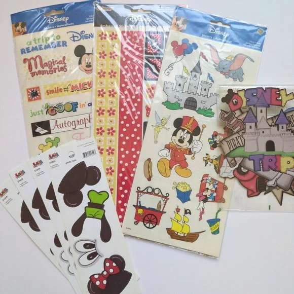 Vtg Sandylion Disney Scrapbook Stickers & Die Cut Lot Mickey Minnie Goofy Trip