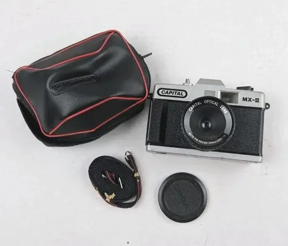 Vintage Capital MX-II 35mm Film Camera w/ Case Strap Cap Loaded Film Untested