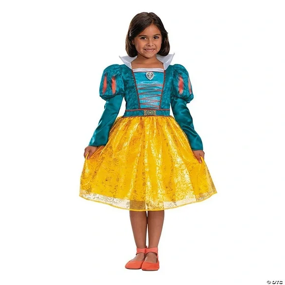 Snow White Live Action Deluxe Child Costume Girls M 7/8 Blue Yellow Red Sequin