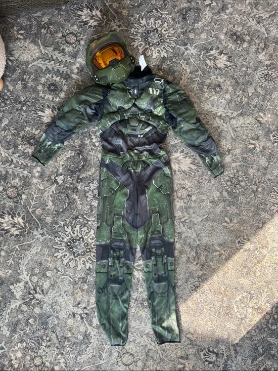 Halo Green and Gold Kids Superhero Costume with Helmet