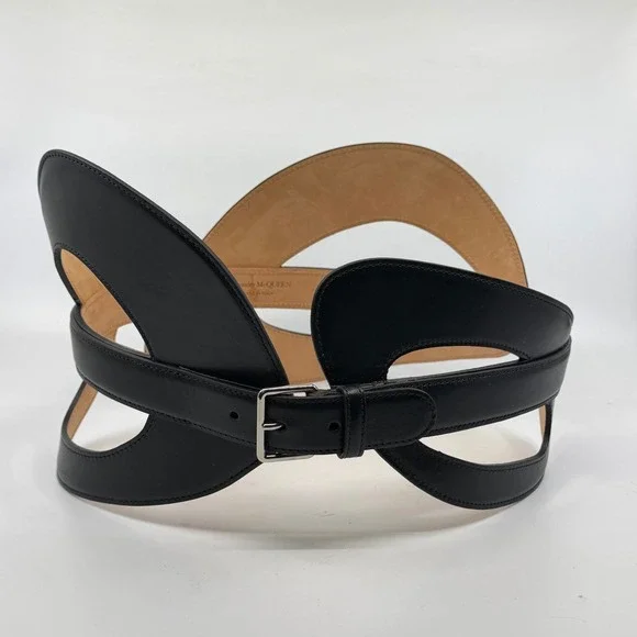 Alexander McQueen Black Leather Sculptural 