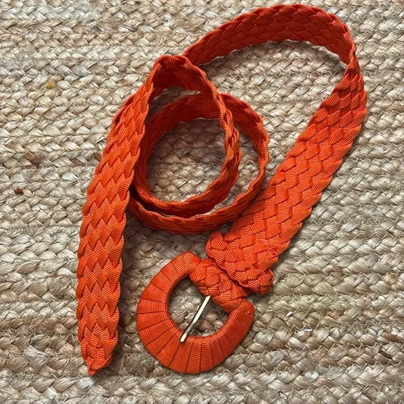 Braided Bright Orange Women’s Belt , Excellent Used Condition- Size L