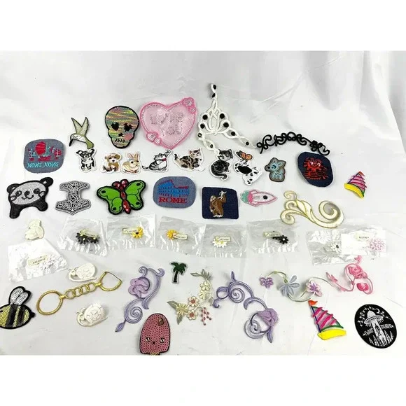 45PC Assorted Sewing Applique‎ Patches Iron on Sew On NEW Mixed Sequin Crafting