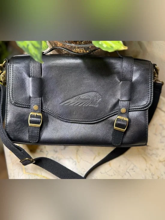 Black Leather Indian motorcycle purse