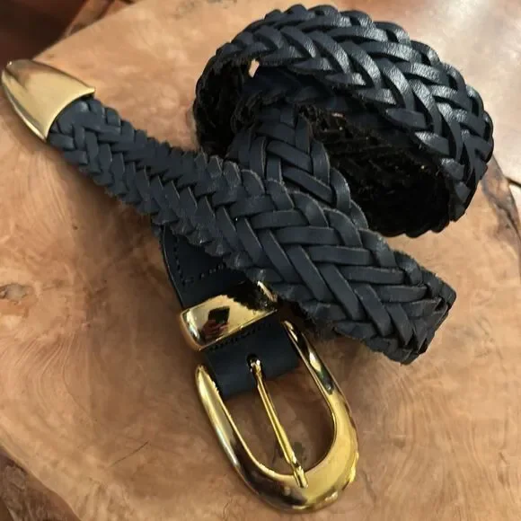 Vintage Capezio Braided Leather Belt (Blue) - M/L