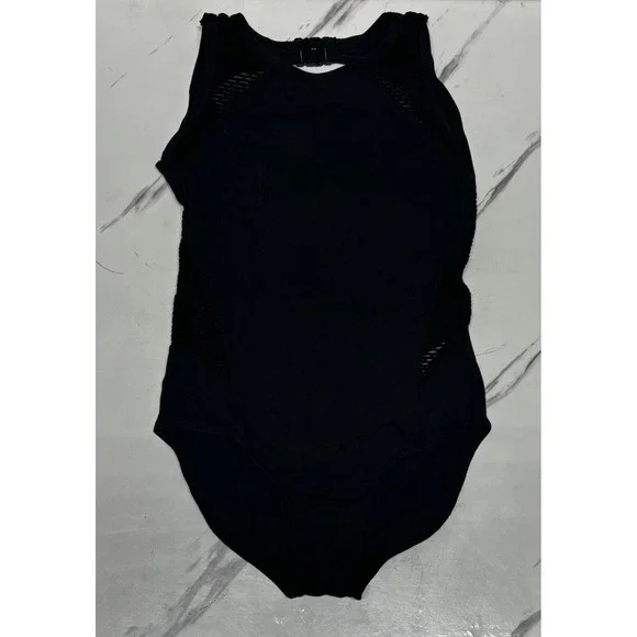 Danz N Motion Dance Leotard Kids 8-10 Black Excellent Mesh Cutout Dancewear