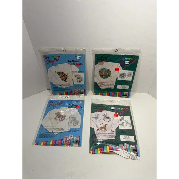 Vintage Dizzle Pre-Shaded‎ Fashion Transfers Lot of 4 Koala Cat Carousel 14x17