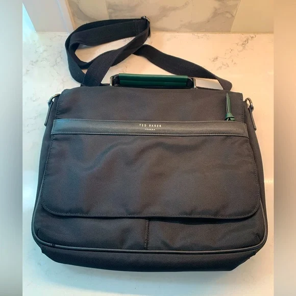 Ted Baker London Black Messenger Bag with Adjustable Strap