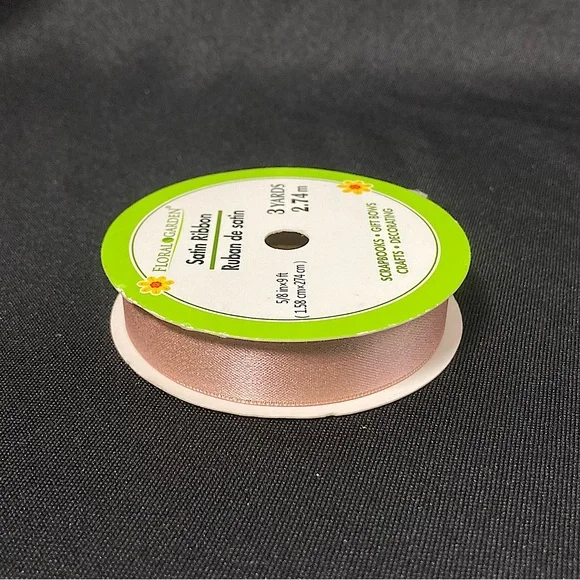 ⭐️ Floral Garden Light Pink Satin Ribbon 5/8” x 108”