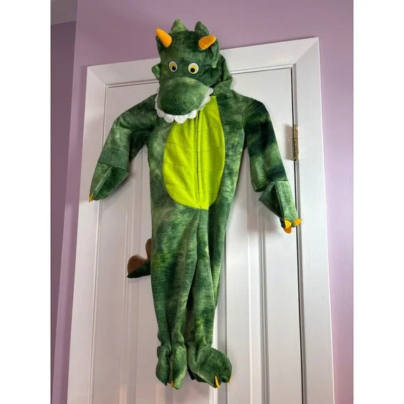 Koala Kids Green Dragon Dinosaur Costume Plush Hooded Jumpsuit 12-18M