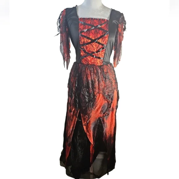 Catrina Black & Red Vampire Witch Dress  Gothic Zombie Costume Halloween Women’s