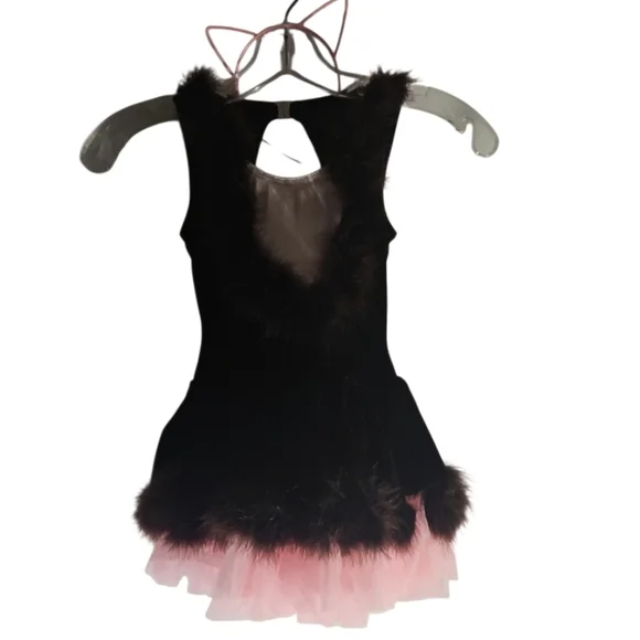 A Wish Come True Brown Pink Kitty Ballet Costume Cat Ears Halloween M Child 8-10
