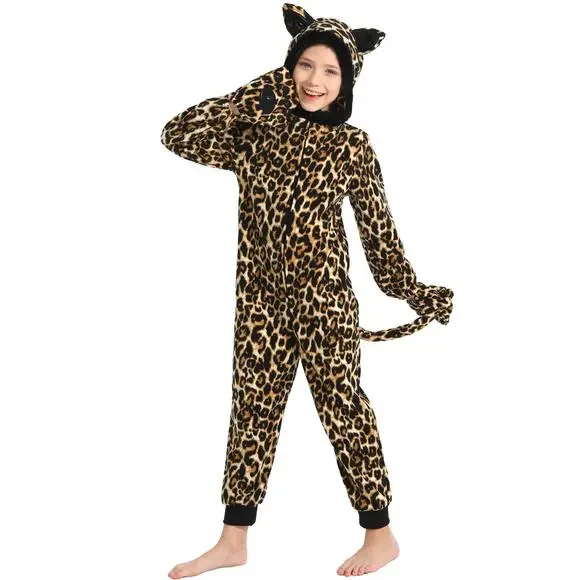 Webeasy Children Cheetah Onesie Animal Cosplay Costumes One-Piece 12-14 Years