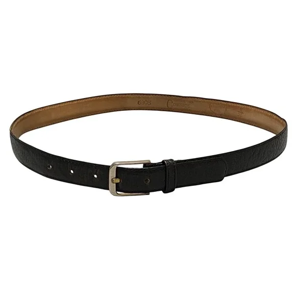 Women's Black Cowhide Leather Belt Size 32 Made in USA Shrunken Grain Capsule