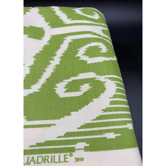 Quadrille Linen Fabric Nomad Green Hand Printed Large Ikat Print
