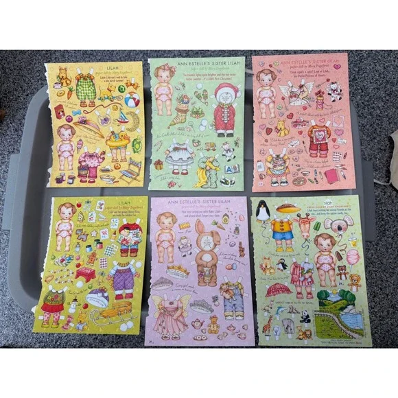 Mary Engelbreit Lilah Paper Doll Uncut Sheets Lot of 6  Sister Lilah Vintage