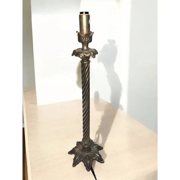 Hollywood Regency Silver Metal Candle Stick Lamp 16