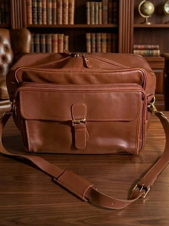 Coach 0518 Brown Leather Men's Messenger Bag carry on Brief Case
