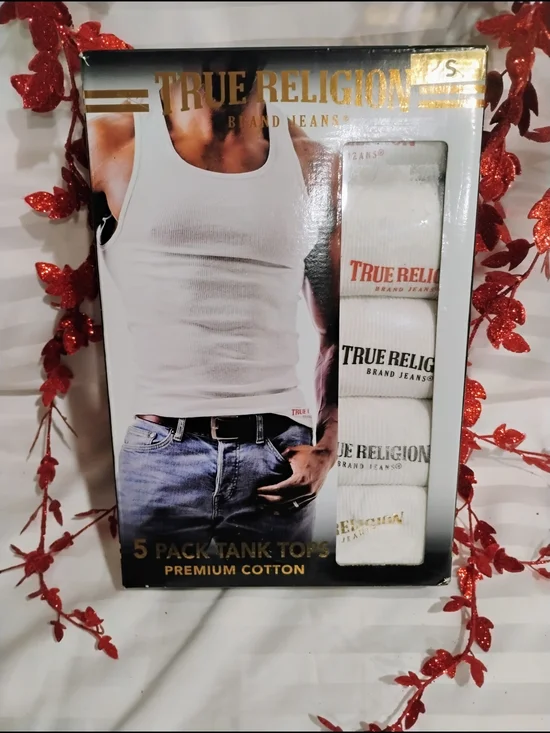 True Religion White Men’s Ribbed Tank Top 5-Pack
