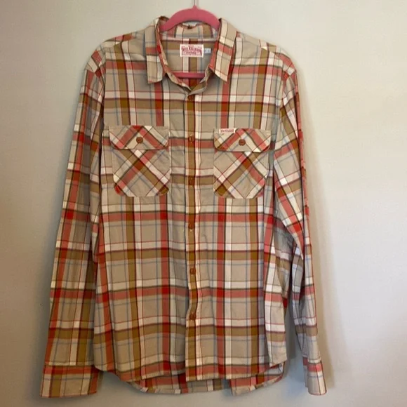 True Religion Plaid Long Sleeve  Button Up Shirt men’s size Large