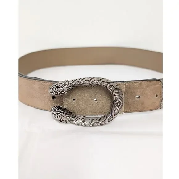 Gucci GG Supreme Monogram Suede Dionysus Belt Womens 85 34 Beige Taupe