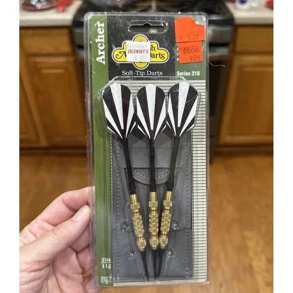 English Mark Darts Archer Soft Tip Darts Set Of 3 With Wallet - NEW NOS
