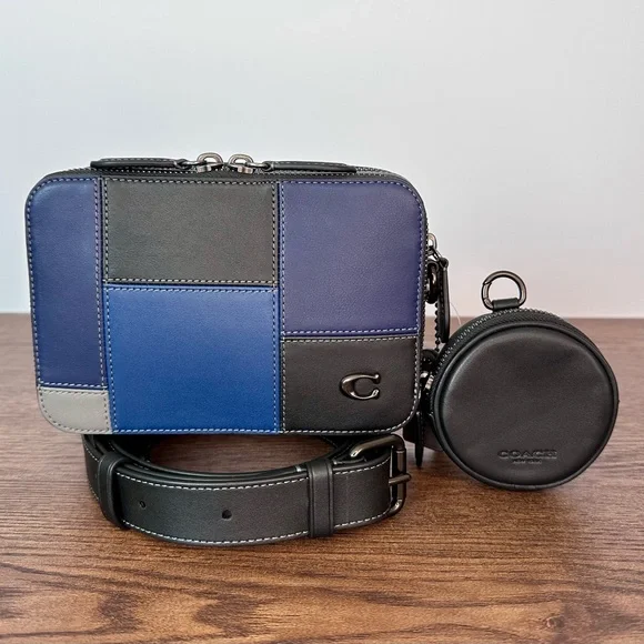 New Coach Charter Crossbody Bag 19 with Patchwork in Black Multi
