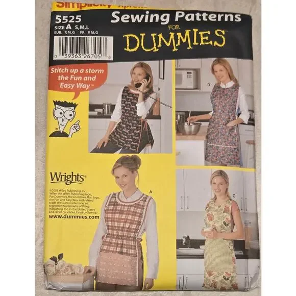 Simplicity 5525 UNCUT Sewing Patterns for Dummies Misses Aprons Size S-M-L
