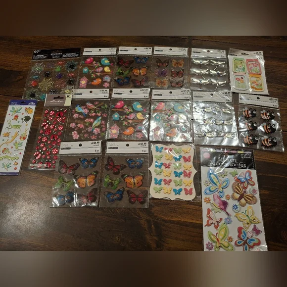 Sticker Lot Pack Scrapbook Embellishments Planner Puffy 3D Shaker Bugs Birds 17