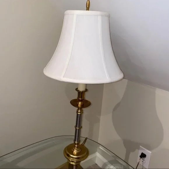 Beautiful Gold Bedside Lamp White Shade Vintage