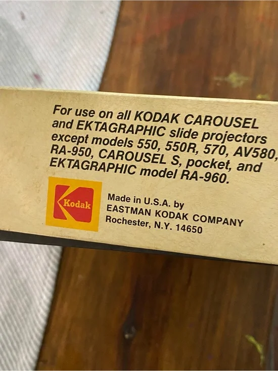 Kodak Transvue 140 Slide Tray Box with Red and Yellow Label