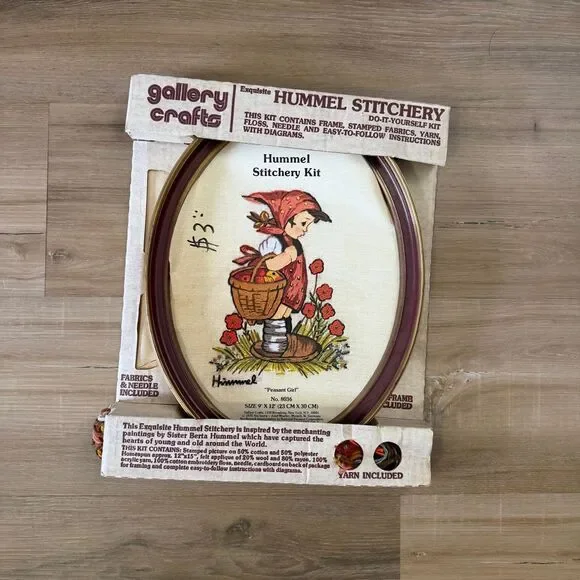 Vintage 70s Gallery Crafts Hummel Stitchery Kit Framed Embroidery Grannycore